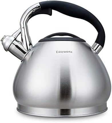 Easyworkz Whistling Stovetop Tea Kettle Food Grade Stainless Steel Hot Water Tea Pot With Loud Whistle,3.1 Quart(3.0l) by Easyworkz