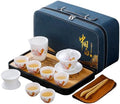 Chinese Tea set Traditional, Chinese Gongfu Tea Set for Adults, Kung Fu Tea Set with 6 Cups, Porcelain Teaset (JYMT Gaiwan6) by REOWONU