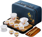 Chinese Tea set Traditional, Chinese Gongfu Tea Set for Adults, Kung Fu Tea Set with 6 Cups, Porcelain Teaset (JYMT Gaiwan6) by REOWONU