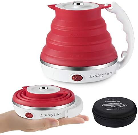 Food Grade Silicone Portable Collapsible Electric Travel Kettle (Red) by LOUTYTUO