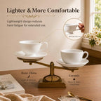 Fine Bone China Espresso Cups and Saucers Set of 2, 5 oz - Image 5