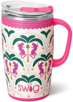 Swig Life 18oz Insulated Travel Mug with Handle & Lid, Palm Royale by SwigLife