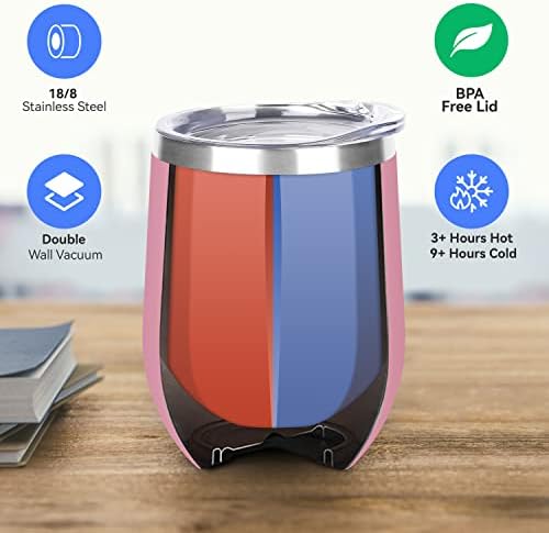 DOMICARE Stainless Steel Wine Tumbler Bulk with Lid, Personalized Insulated Tumblers Set, 12oz Travel Coffee Cups Pack of 16, Pink - Image 2