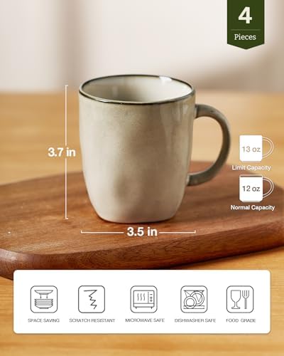 famiware Coffee Mugs Set of 4, Ocean Square 13oz Coffee Cup Set with Handle - Image 4