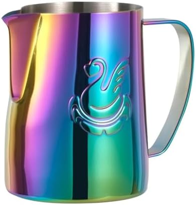 Elegant Stainless Steel Frothing Cup Coffee Pitcher Milk Cream Espresso Latte Art Jug for Barista Coffee Bar(600ml,Blue) - Image 4