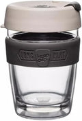 KeepCup Longplay Reusable Coffee Cup, 12 oz Tempered Glass Travel Mug with Removable Tritan Sleeve and Splashproof Lid, Dishwasher Safe, Milk by KeepCup