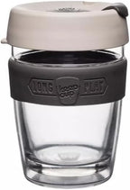 KeepCup Longplay Reusable Coffee Cup, 12 oz Tempered Glass Travel Mug with Removable Tritan Sleeve and Splashproof Lid, Dishwasher Safe, Milk by KeepCup