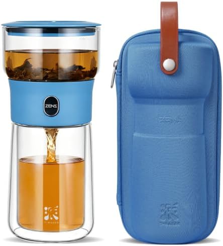 ZENS Glass Infuser Teapot, One Touch Tea Maker for Loose Leaf Tea Steeper by ZENSLIFESTYLE