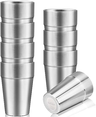 Double Wall Cup Stainless Steel, 16 oz Insulated Tumbler, 8 Pack Unbreakable Stackable Water Tumblers Insulated Metal Cup Premium Drinking Glasses for Travel Camping Home Outdoor by Offiper