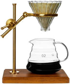 L'ÉPICÉA Pour Over Coffee Maker Set, Pour Over Coffee Maker with Stand, Adjustable Stainless Steel Stand, Wooden Base, Paper Filters, Cone Glass Coffee Carafe, Pour Over Coffee Dripper by L%C3%89PIC%C3%89A