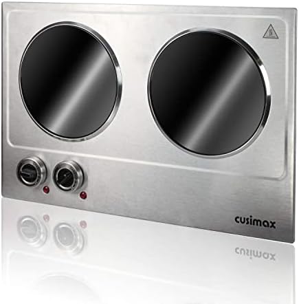 CUSIMAX 1800W Ceramic Electric Hot Plate for Cooking, Double Burner, Silver - Image 4