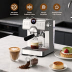 Espresso Machine with Milk Frother,20 Bar Semi-Automatic Expresso Coffee Machine for Home,50oz Removable Tank,Hot & Cold Brew,Single & Double Shot Latte Machine - Image 4