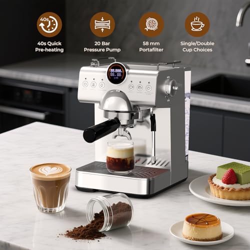 Espresso Machine with Milk Frother,20 Bar Semi-Automatic Expresso Coffee Machine for Home,50oz Removable Tank,Hot & Cold Brew,Single & Double Shot Latte Machine - Image 4