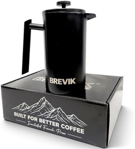 Brevik Insulated French Press Coffee Maker – 34 oz Double-Wall Stainless Steel Coffee Press, 1000ml, Matte Black, Gift-Ready Packaging - Image 3