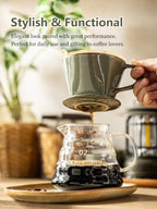 Gomakren Fruit Bowl, Ceramic Berry Basket Set of 2, 5.7 Inch & Ceramic Pour Over Coffee Dripper, 3-Hole Cone Brewer - Image 5