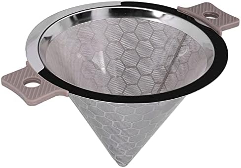 Cone Shaped Stainless Steel Strainer, Double Ear Coffee Tea Filter, Fine Mesh Cone Infuser for Loose Leaf Tea Coffee Powder Milk Tea with Heat Handle for Home by Unknown