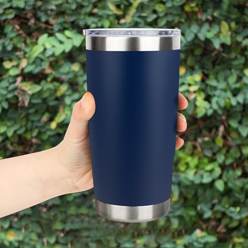 20oz Stainless Steel Tumbler Bulk with Lid, Travel Mug - Double Wall Vacuum Powder Coated Cup - Navy Blue, 6 Pack - Image 6
