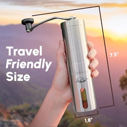JavaPresse Manual Stainless Steel Coffee Grinder - 18 Adjustable Settings, Portable Conical Burr Grinder for Camping, Travel, Espresso - With Hand Crank - Image 2