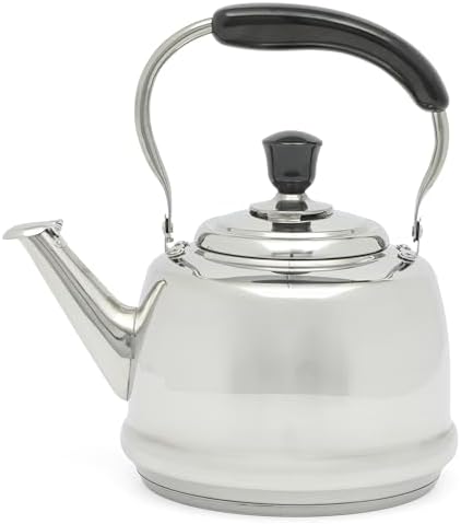 Martha Stewart Kingstree Large 2 Qt Stainless Steel Tea Kettle – Heavy Gauge Durable Whistling Tea Kettle for Stove Top, Easy Pour, Classic Design by MarthaStewart