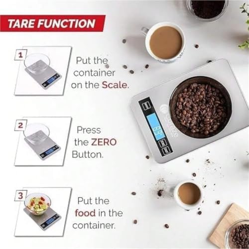 10kg Digital Kitchen Scale, Stainless Steel Electronic with Tare Function, LCD Display for Coffee Brewing, Baking, and Cooking(Pink) - Image 4