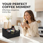 Coffee Bar Organizer Countertop, Wooden Coffee Station with Black Drawer - Image 4