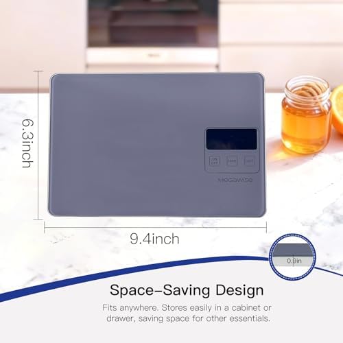 MEGAWISE High Precision 0.1g Coffee & Food Scale with Timer, Dual Power Supply, Waterproof Tempered Glass, 5 Weighing Modes, Professional Coffee Brewing Timer Kitchen Scale,Grey - Image 7