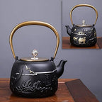 LJYT Teapot Teapots Cast Iron Handmade Teapot Loose Leaf Teapot Filter Heat Tea Kettle Single Home kettle Uncoated vintage cast iron kettle (Color : Belt and Road) by Unknown