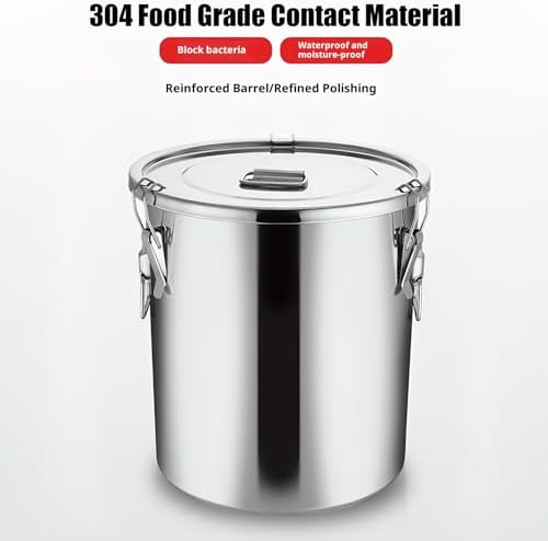 5.5Gal 304 Stainless Steel Airtight Canister,Metal Bucket Large Stainless Steel Canisters - Locking Clamp & Airtight Lids - Dog Food/Bird Seed/Coffee Storage Container - Image 5
