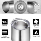 VEGOND Wine Tumblers Bulk 12 Pack, 12oz Stainless Steel Stemless Wine Glass with Lids and Straws, Double Wall Vacuum Insulated Tumbler Cup, Coffee Mug for Cold Hot Drinks - Image 2