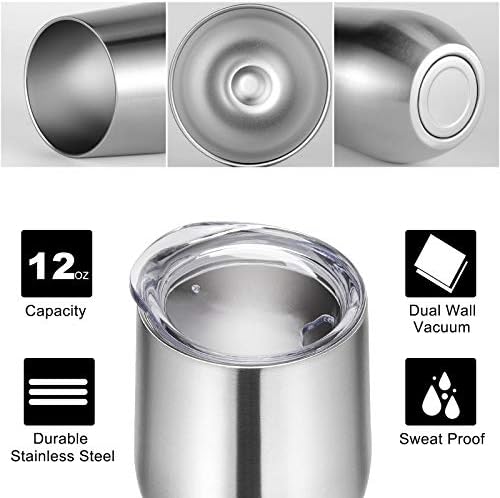 VEGOND Wine Tumblers Bulk 12 Pack, 12oz Stainless Steel Stemless Wine Glass with Lids and Straws, Double Wall Vacuum Insulated Tumbler Cup, Coffee Mug for Cold Hot Drinks - Image 2