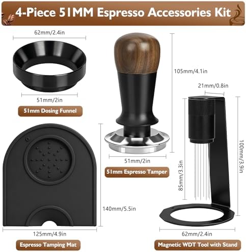 51mm Espresso Accessories Kit - Tamper, WDT Tool, Funnel & Mat - Image 6