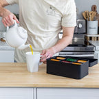AuldHome Design Enamelware Tea Bag Box (Black), Classic Sleek Style Tea Storage Tin - Image 3