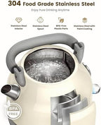 Amaste Retro Electric Kettle with Thermometer, 57 Oz Capacity, Cream White - Image 4