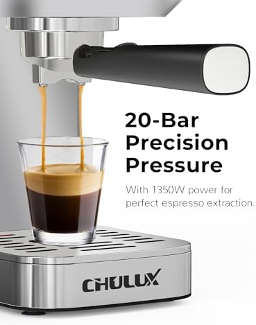 CHULUX Kompatto Espresso Machine 20 Bar with Milk Frother, Stainless Steel Automatic Espresso Coffee Machine for Home Latte & Cappuccino Maker, 40oz Removable Water Tank, 1350W - Image 2