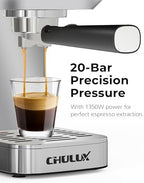 CHULUX Kompatto Espresso Machine 20 Bar with Milk Frother, Stainless Steel Automatic Espresso Coffee Machine for Home Latte & Cappuccino Maker, 40oz Removable Water Tank, 1350W - Image 2