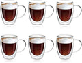 MEWAY 12oz/6 pack Coffee Mugs,Clear Glass Double Wall Cup with handle for Coffee, Tea, Latte, Cappuccino (12 oz，6) by MEWAY