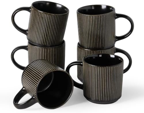 famiware Coffee Mug Set of 6, Star 12 oz Ceramic Mugs Cups Set with Handle by Famiware
