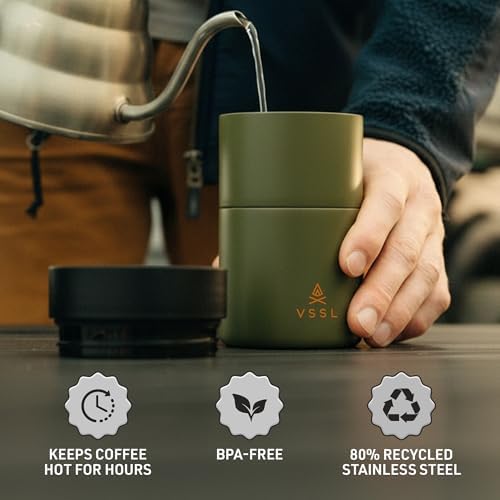 VSSL - Nest Pour Over Coffee Set | Coffee Maker for Camping | All-In-One Travel Pour Over | Transportable Dripper, 10oz Stainless Steel Travel Mug | Compact Storage & Adventure Ready | Deep Moss - Image 5