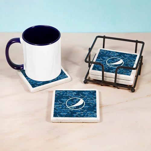 CafePress Pepsi Pattern 4 Tumbled Stone - Set of 4 Coasters Set of w/holder - Image 3
