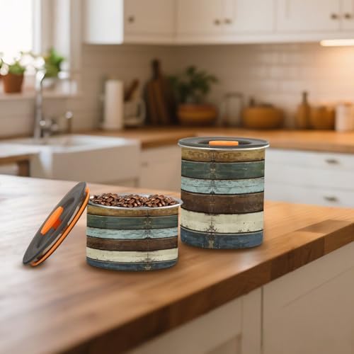 Stainless Steel Coffee Storage Containers with Airtight Lid, Vintage Rustic Wood Planks 17oz Food Storage Container Kitchen Canister for Tea, Coffee Beans, Ground, Sugar Storage - Image 7