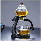 YUDIZWS Lazy Kungfu Drip Teapot,Heat Resistant Tea Set,Sturdy High Borosilicate Glass Teapot,Magnetic Water Diversion Semi-Automatic Teapot Set Magic Tea Set, Black Deer Tea se by YUDIZWS