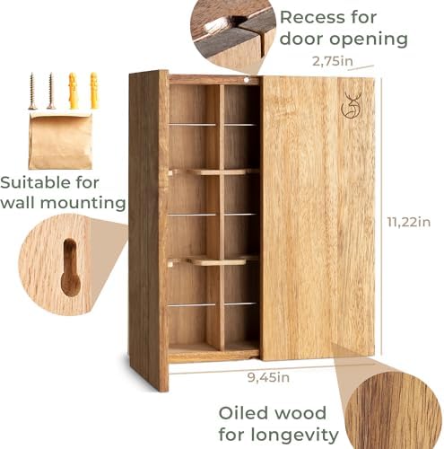 WALDWERK Tea Storage Organizer (9 Compartments) - Tea Organizer Made of Solid Acacia Wood - Tea Box with Wall Mounting Option - Tea Organizer and Storage - Tea Bag Holder - Plastic Free Tea Holder - Image 2