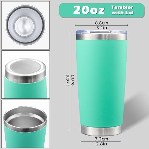 20oz Tumbler with Lid Stainless Steel Tumblers Insulated Mug Light Blue 6P - Image 5