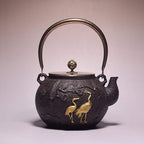 Cast Iron Tetsubin Teapot 1.2L Handmade Japanese Tea Kettle With Turtle Crane Pattern, Heat Resistant Loose Leaf Tea Pot - Image 2