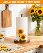 GAJ Sunflower Paper Towel Holder & Mug Tree - Modern Farmhouse Sunflower Decor for Kitchen Coffee Bar - Gifts for Women - 3D Yellow Stuff Decorative Accessories - Image 3