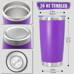 20oz Tumbler Insulated Coffee Tumblers with Lid Stainless Steel Purple 12P - Image 4