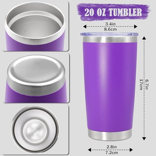 20oz Tumbler Insulated Coffee Tumblers with Lid Stainless Steel Purple 8P - Image 4