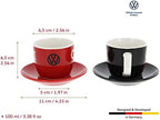 BRISA VW Collection - Volkswagen Espresso Cups Coffee-Tea-Cappuccino Set in GTI Design (The Legend/Red & Black/2-Piece Set/100ml/3.4 fl oz) - Image 3