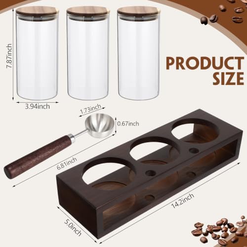 Suclain 3 Pcs 44 oz Glass Coffee Grounds Container with Shelf for Kitchen - Image 2