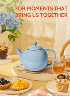 Sweese Porcelain Teapot 27 oz with Infuser for Loose Leaf Tea, Bluish Grey - Image 4
